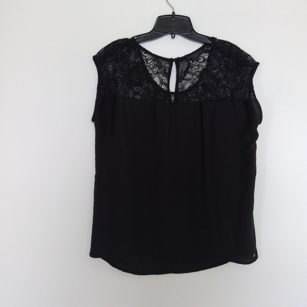 GUEDD silk & lace short sleeve blouse